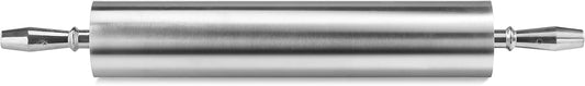 New Star Foodservice 18 Inch Aluminum Rolling Pin, Extra Heavy Duty Commercial Dough Roller with Rotating Barrel and Handles, Silver