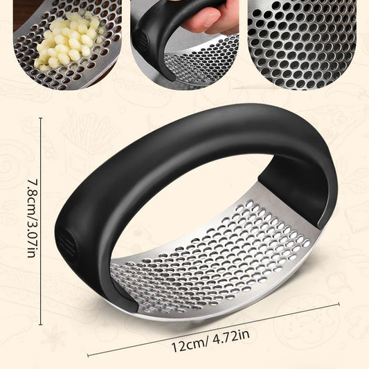 2026 New Garlic Press Stainless Steel, Manual Garlic Mincer & Crusher with Garlic Peeler Tube, Easy to Clean Dishwasher Safe Kitchen Tool for Garlic & Ginger
