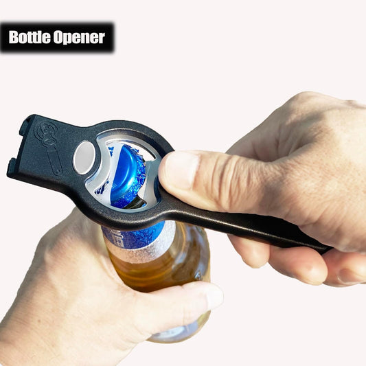3-in-1 Magnetic Bottle & Can Opener, Manual Can Punch Opener, Black