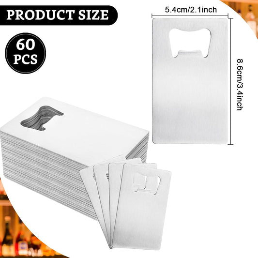 ABuff 60PCS Credit Card Bottle Opener Stainless Steel Beer Bottle Opener for Wallet Pocket, Pocker Cap Openers for Wedding Party Groomsmen Bridesmaid Gifts