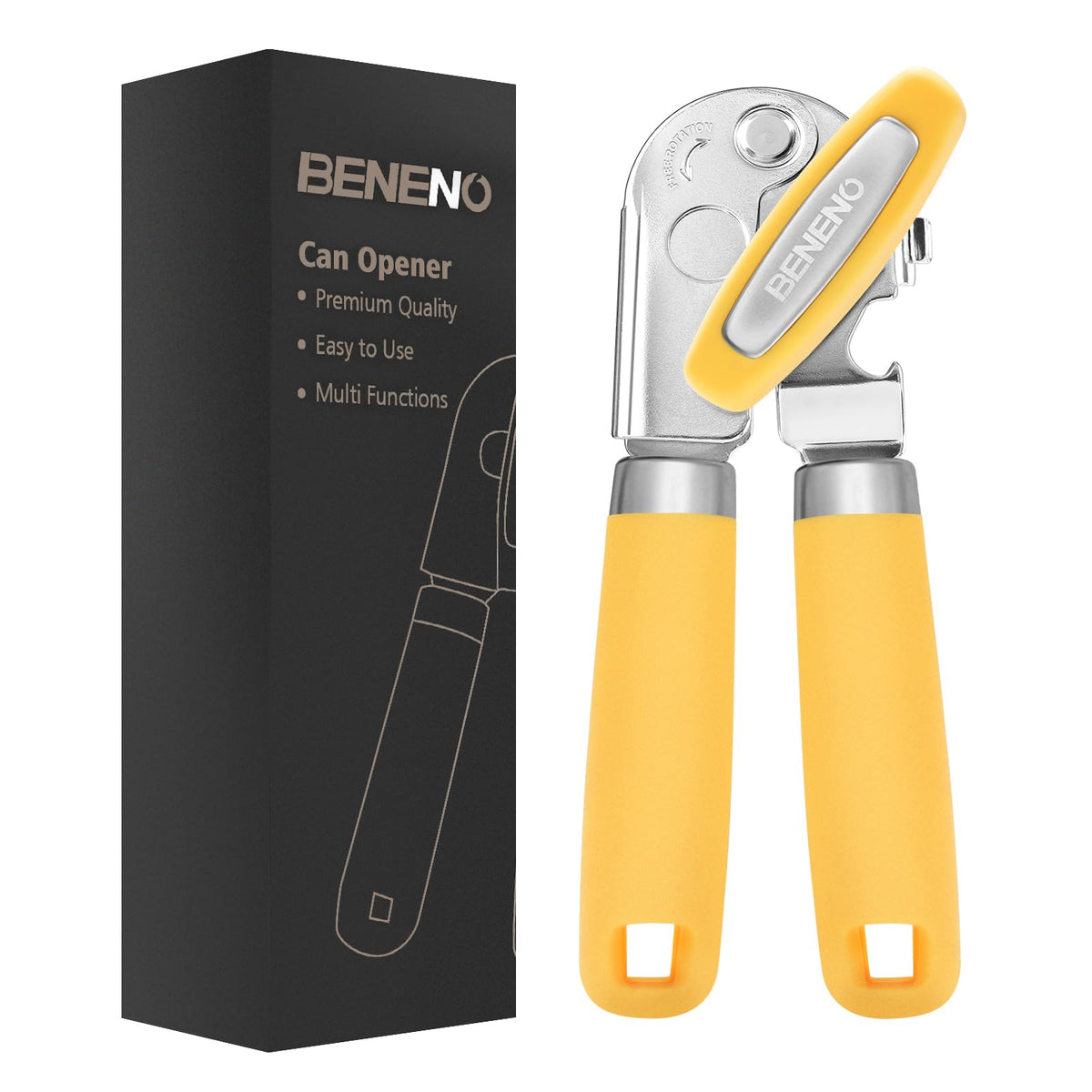 Beneno Heavy Duty Hand Can Opener Manual with Magnet Lid Remover, Green