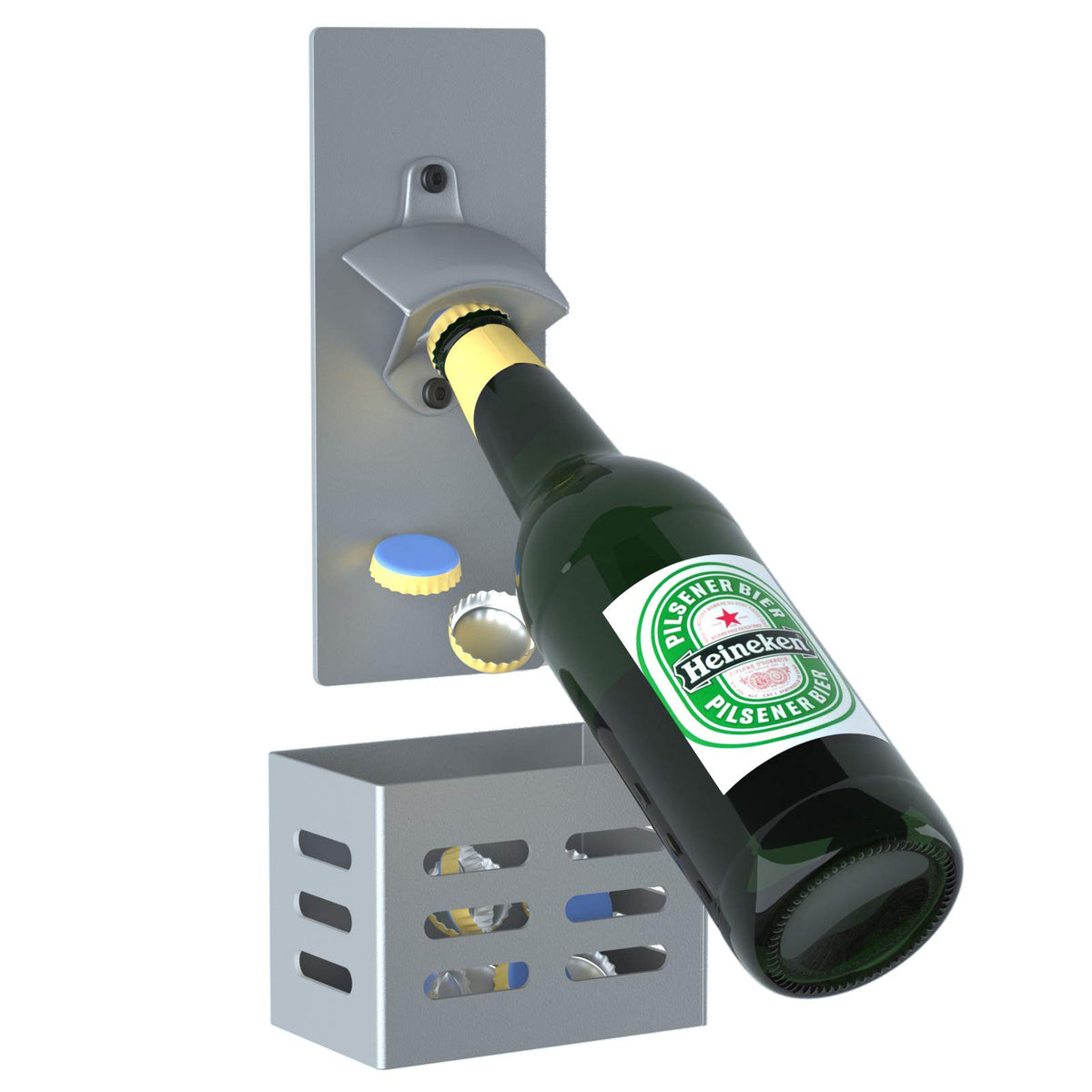 Weallbuy Magnetic Bottle Opener Wall Mounted with Cap Catcher (black)