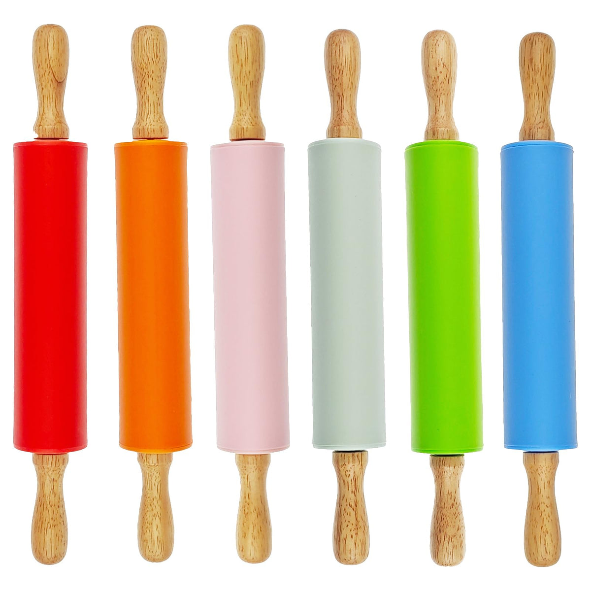6 Pack Small Rolling Pin for Kids, Kids Rolling Pin for Home Kitchen (6 colors) (9 Inch)