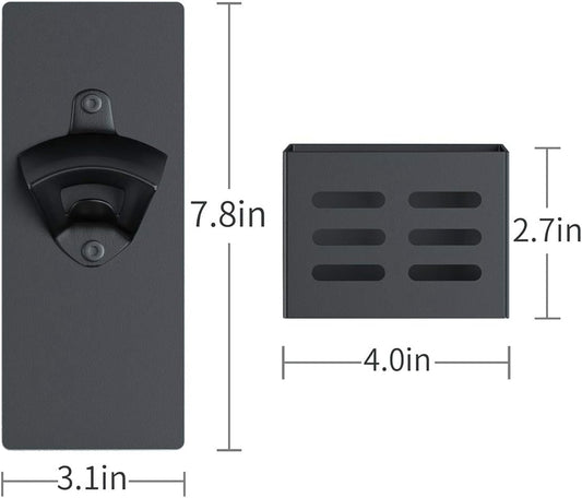 Weallbuy Magnetic Bottle Opener Wall Mounted with Cap Catcher (black)