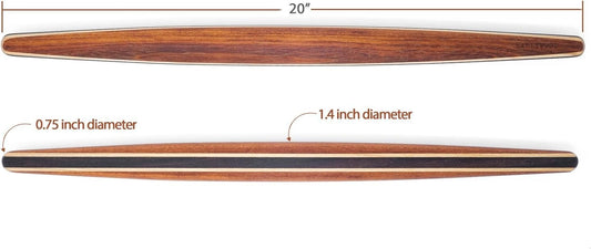 Earlywood French Rolling Pin - Tapered Wooden Rolling Pin for Baking Pizza, Pastry Dough or Pasta - Hard Wood Roller Baking Pin Made in USA, By Earlywood -Jatoba, Maple, Mexican Ebony,Multicolor