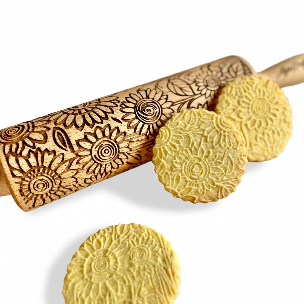 BEEHIVE Embossing Rolling Pin with Pattern. Laser Engraved Embossing Dough Roller for Homemade Cookies and Pottery by Algis Crafts