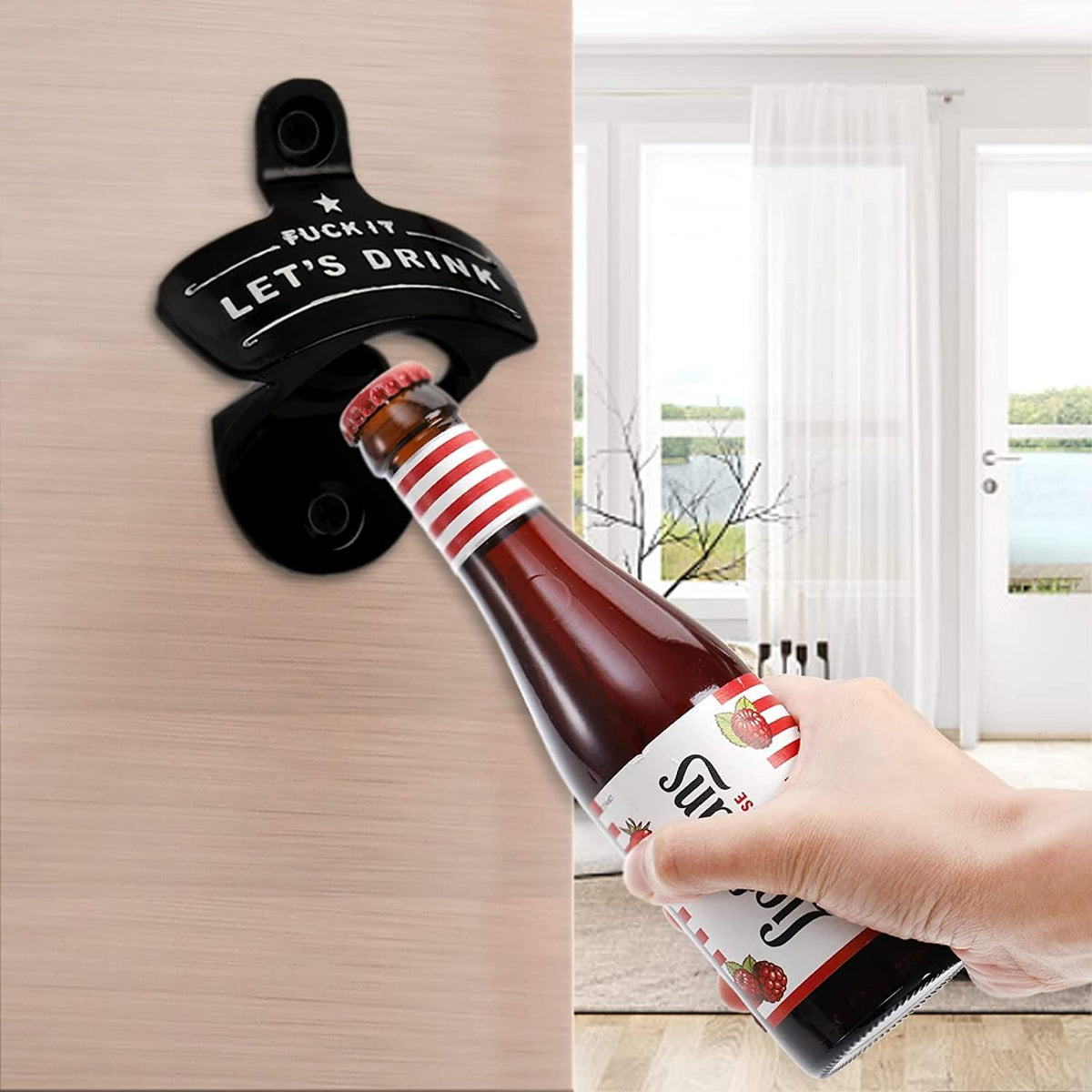 Bottle Opener Wall Mounted, Christmas Funny Wall Mount Bottle Opener for Men Dad Beer Lovers,Novelty Birthday Fathers Day with Mounting Screws Wall Anchors(1 Pack)