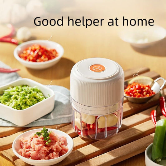Electric Garlic Chopper, 250ML USB, Mini Vegetable Onion Chopper White Col