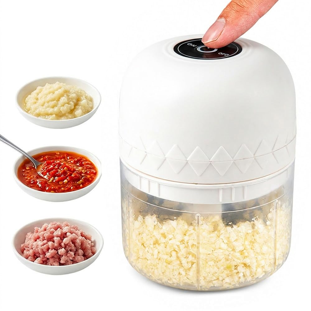 Electric Garlic Chopper, Mini Veggie Chopper Garlic Mincer (Blue)