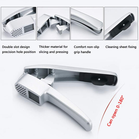 Garlic Press and Slicer 2-in-1, Mincer & Crusher with Peeler