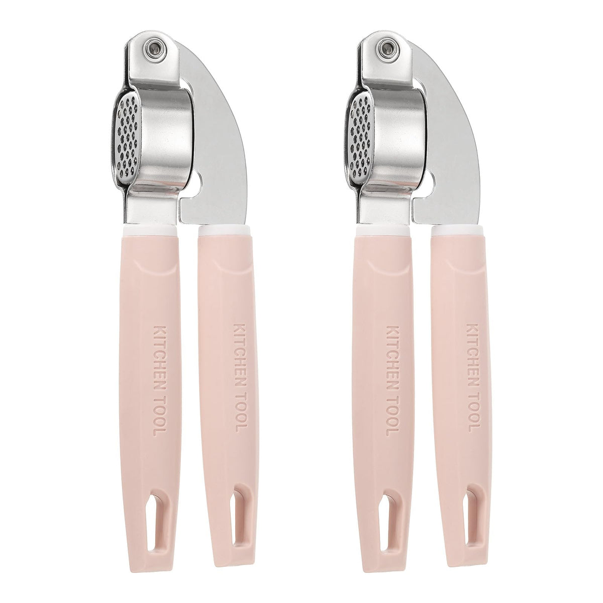uxcell 2pcs Garlic Press, 7.7 Inch Stainless Steel Garlic Crusher and Peeler for Home Cooks and Professional Chefs, Pink