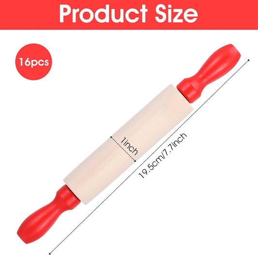 16pcs Mini Rolling Pin Set, 7.7 Inch Wooden Rolling Pins for Dough