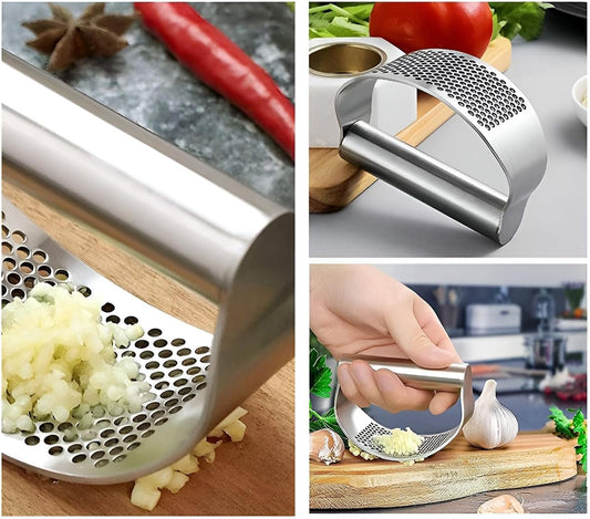 3-in-1 Professional Stainless Steel Garlic Crusher Set