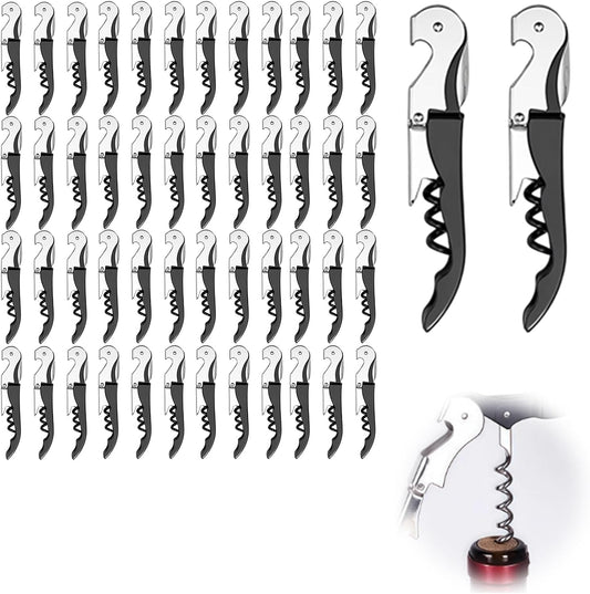 50 Pack Black Wine Key Corkscrew, Stainless Steel Waiter's Opener