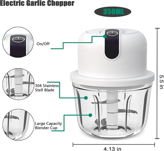1.5 CUP Garlic Chopper,Electric Mini Food Processor,Portable Onion Chopper
