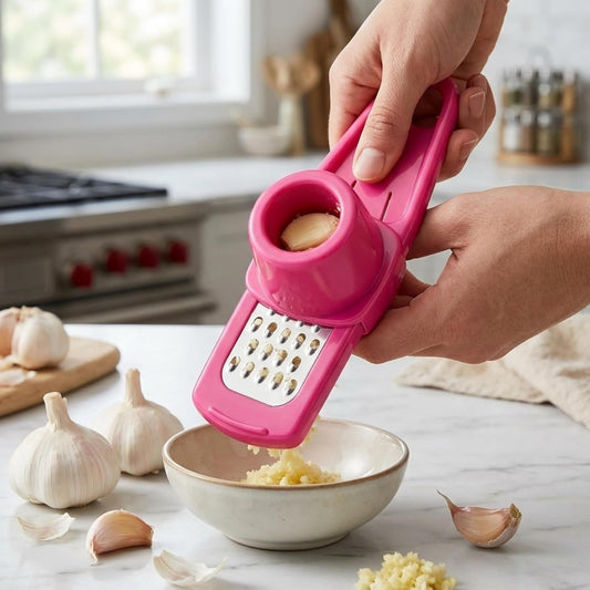 Angel's Peel Lounge Multipurpose Garlic Mincer and Garlic Crusher - Easy Squeeze Clean Garlic Press, Dishwasher Safe Sturdy Tool Compact and Portable Design for Extracts More Paste Per Clove - Pink