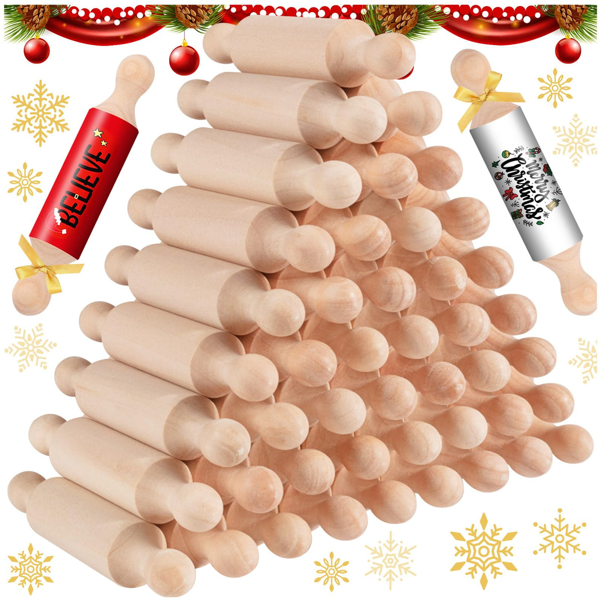 20PCS Mini Wooden Rolling Pins for Crafts