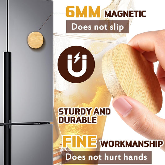 Vesici 100 Pcs Magnetic Bottle Opener 2.5in DIY Bamboo Round Beer Opener