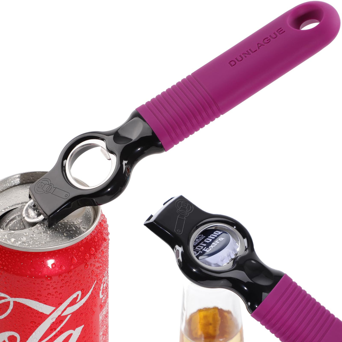 2-Pack Magnetic 2-in-1 Beer Bottle Cap & Soda Can Opener-Purple