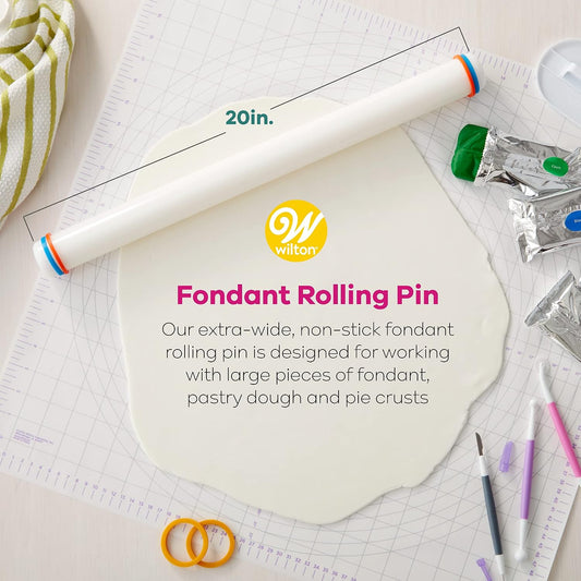 Wilton Large Fondant Rolling Pin with Guide Rings, Tiered Cakes, 20 in.