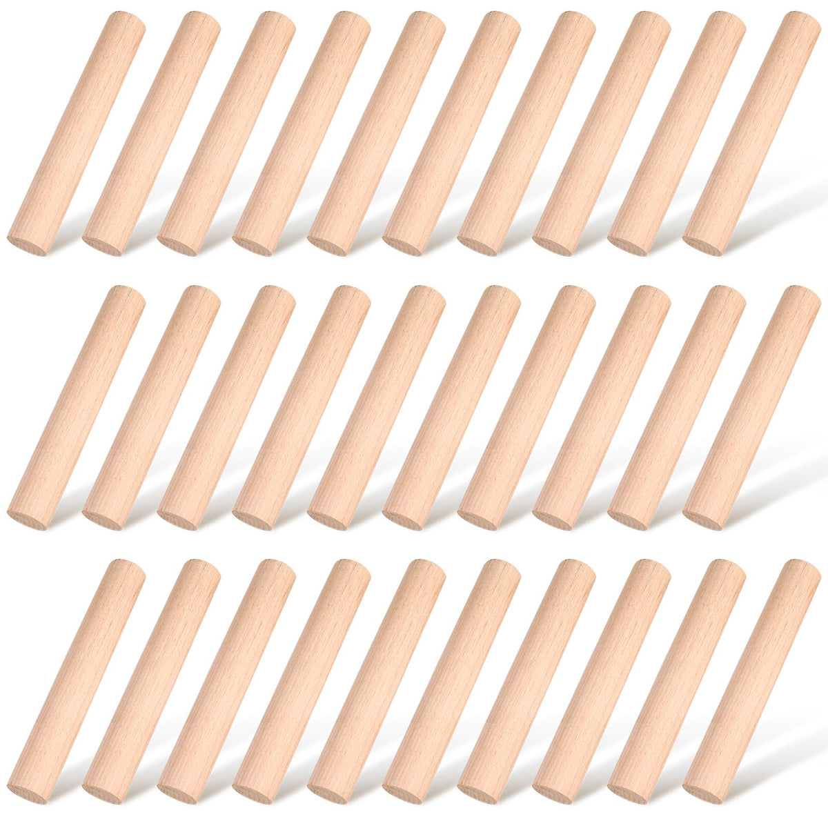 Patelai 50 Pieces Small Rolling Pin Wood Mini Dumpling Dough Roller, 6.3 in
