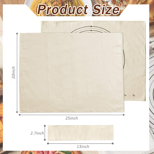 6 Pcs Pastry Cloth and Rolling Pin Cover Set, 25 x 20 in Cotton Mat