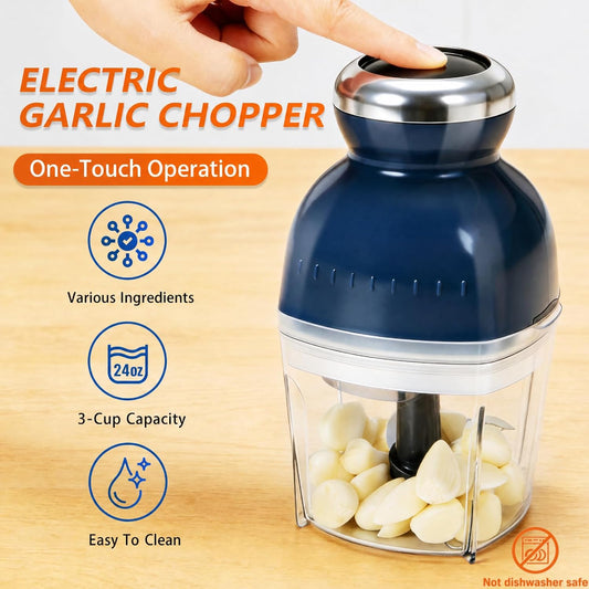Brigii Electric Garlic Mincer & Onion Chopper, 3-Cup Mini Food Processor