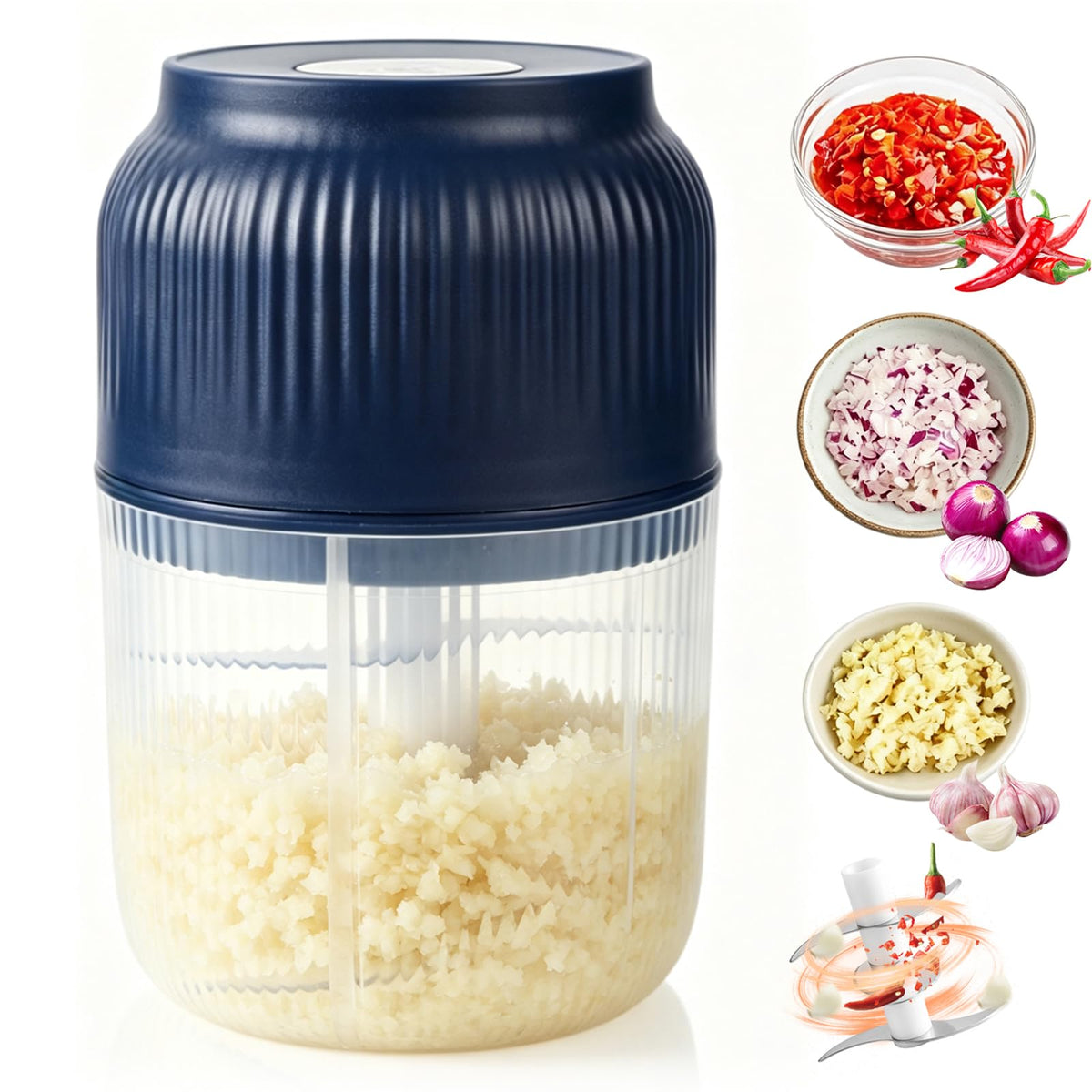 Electric Garlic Chopper,Upgrade Electric Mini Garlic Chopper Set,New Small Garlics Choppers Mincer,USB Rechargeable,Wireless Veggie Grinder,for Mashing Onion,Garlic,Chili,Ginger