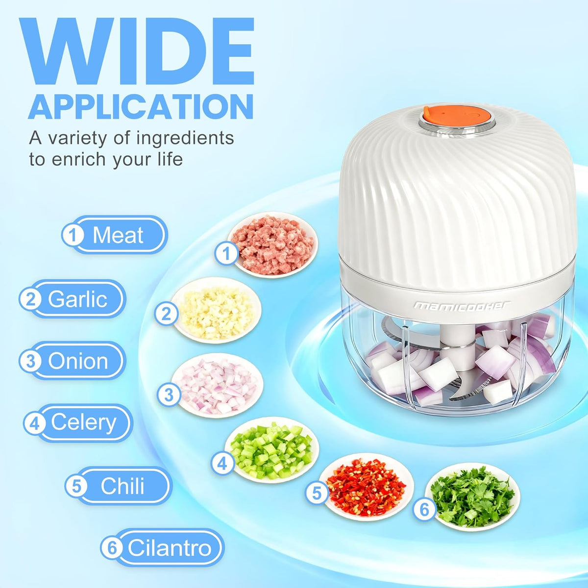 Electric Garlic Chopper 252ML, Mini USB Rechargeable Veggie Chopper, Cordless Garlic Mincer Onion Chopper Food Chopper for Ginger Chili Meat Sauce, Wireless Food Processor, White
