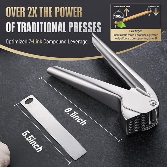 Uinxan Garlic Press - 304 Stainless Steel Heavy Duty Mincer & Crusher