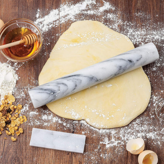 Fox Run French Marble Rolling Pin with Base, White, 3" x 12" x 3" Roller
