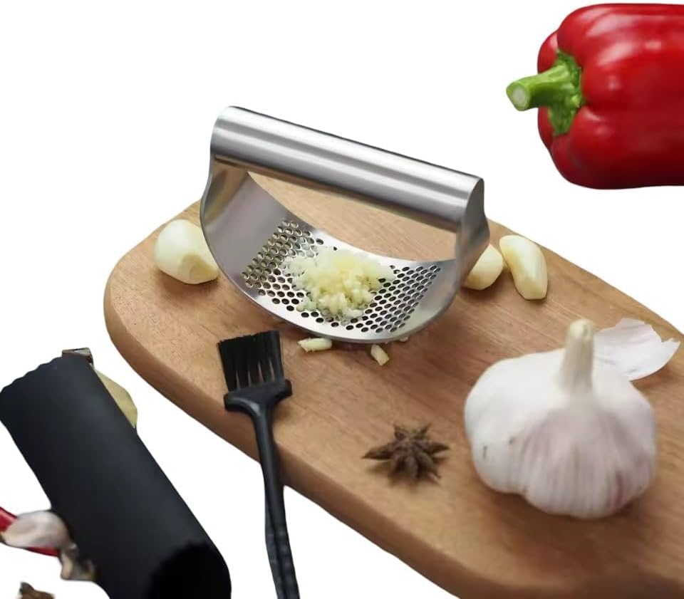 3-in-1 Professional Stainless Steel Garlic Crusher Set