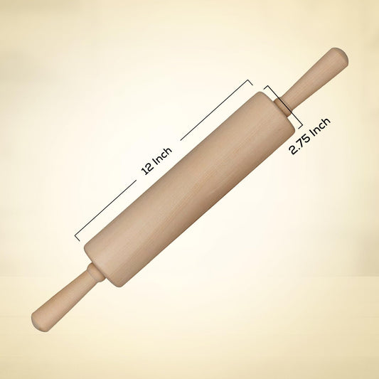 Mrs. Anderson’s Baking Stainless Steel Ball Bearing, Classic Wooden Rolling Pin, Made in America, 12-Inch by 2.75-Inch