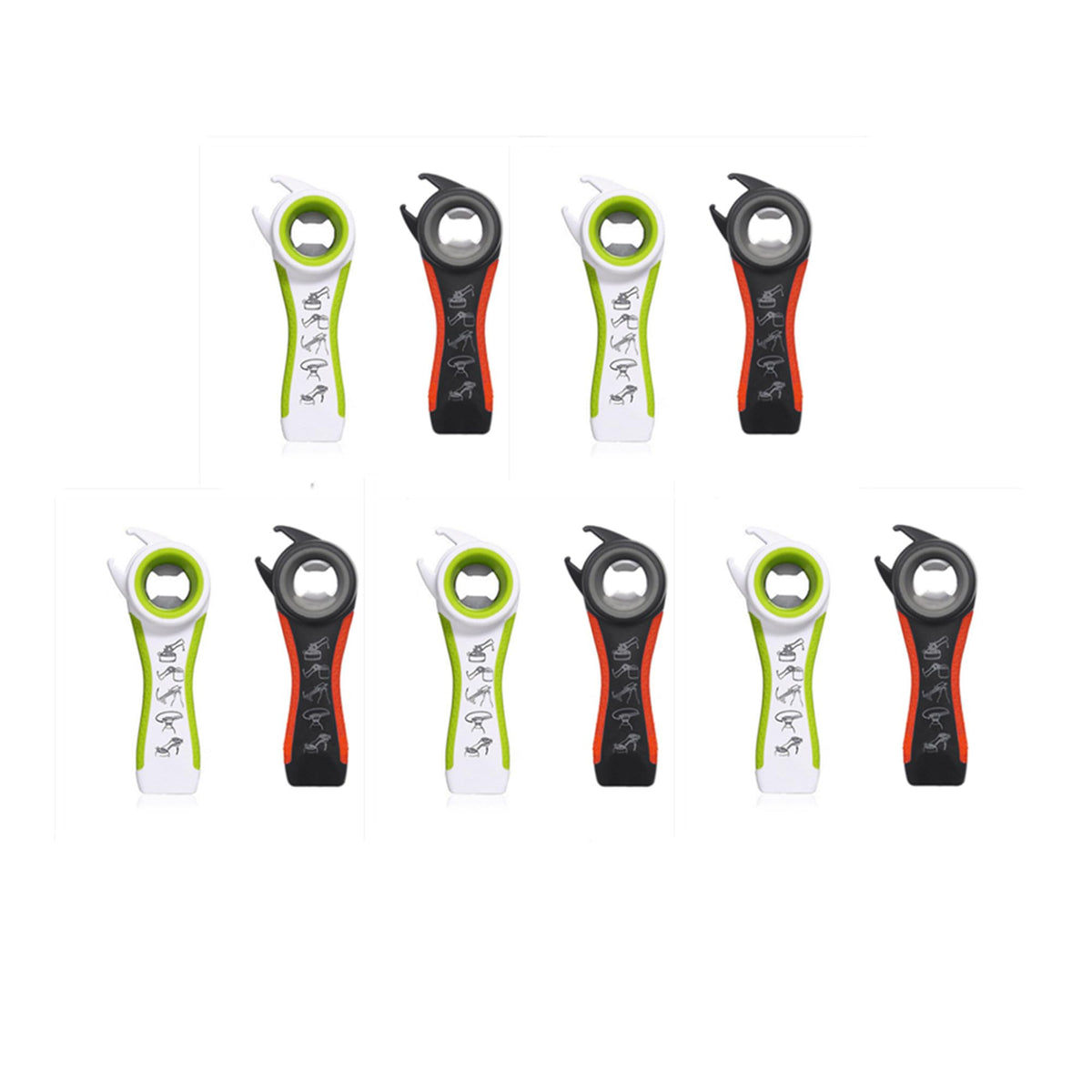 2 pcs 5 In 1 Multi Function Multi-function Can Jar Bottle Open/Tighten Bottle Jar Can Opener for Small Hands, Seniors or Anyone Who Suffers from Arthritis Good Kitchen Tool (black/white)