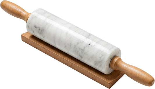White Heavy Marble Dough Rolling Pin for Baking, 10 inch Barrel