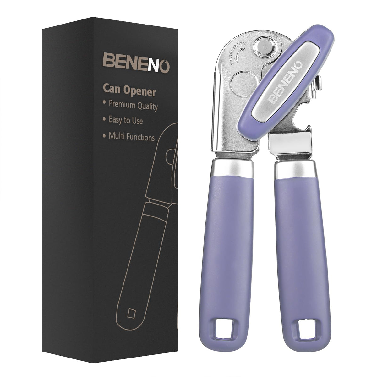 Beneno Heavy Duty Hand Can Opener Manual with Magnet Lid Remover, Green