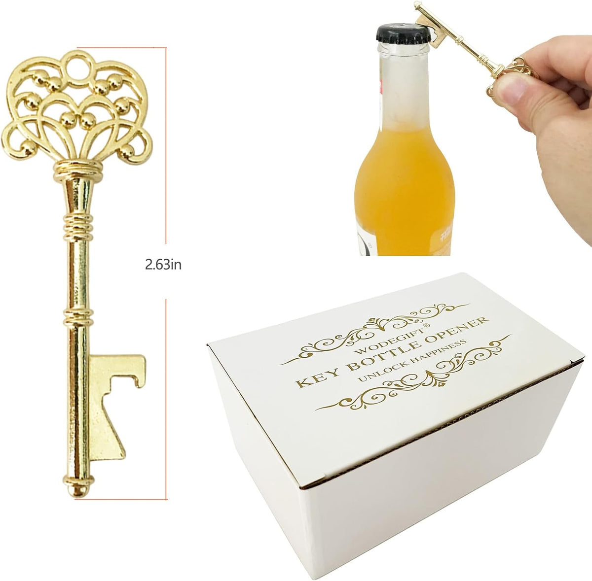 100 PCS Key Bottle Openers,Vintage Skeleton Key Bottle Opener,Wedding Favors Bottle Opener with Tag Cards and Key Chains(Gold)