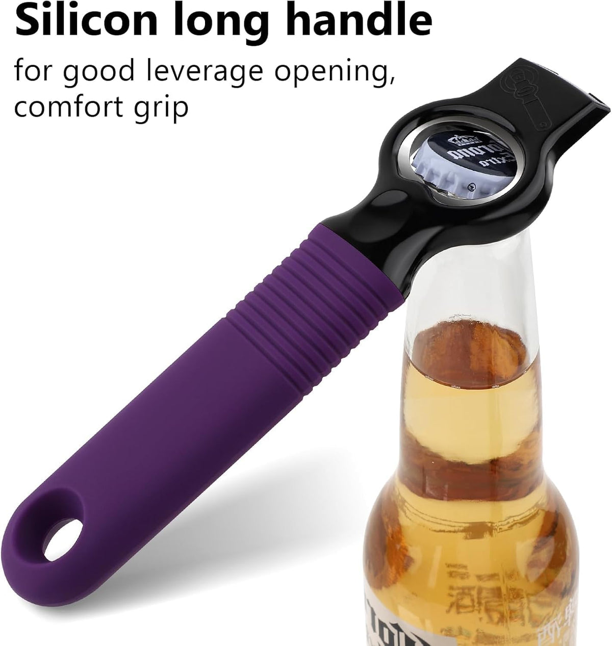 2-Pack Magnetic 2-in-1 Beer Bottle Cap & Soda Can Opener-Purple
