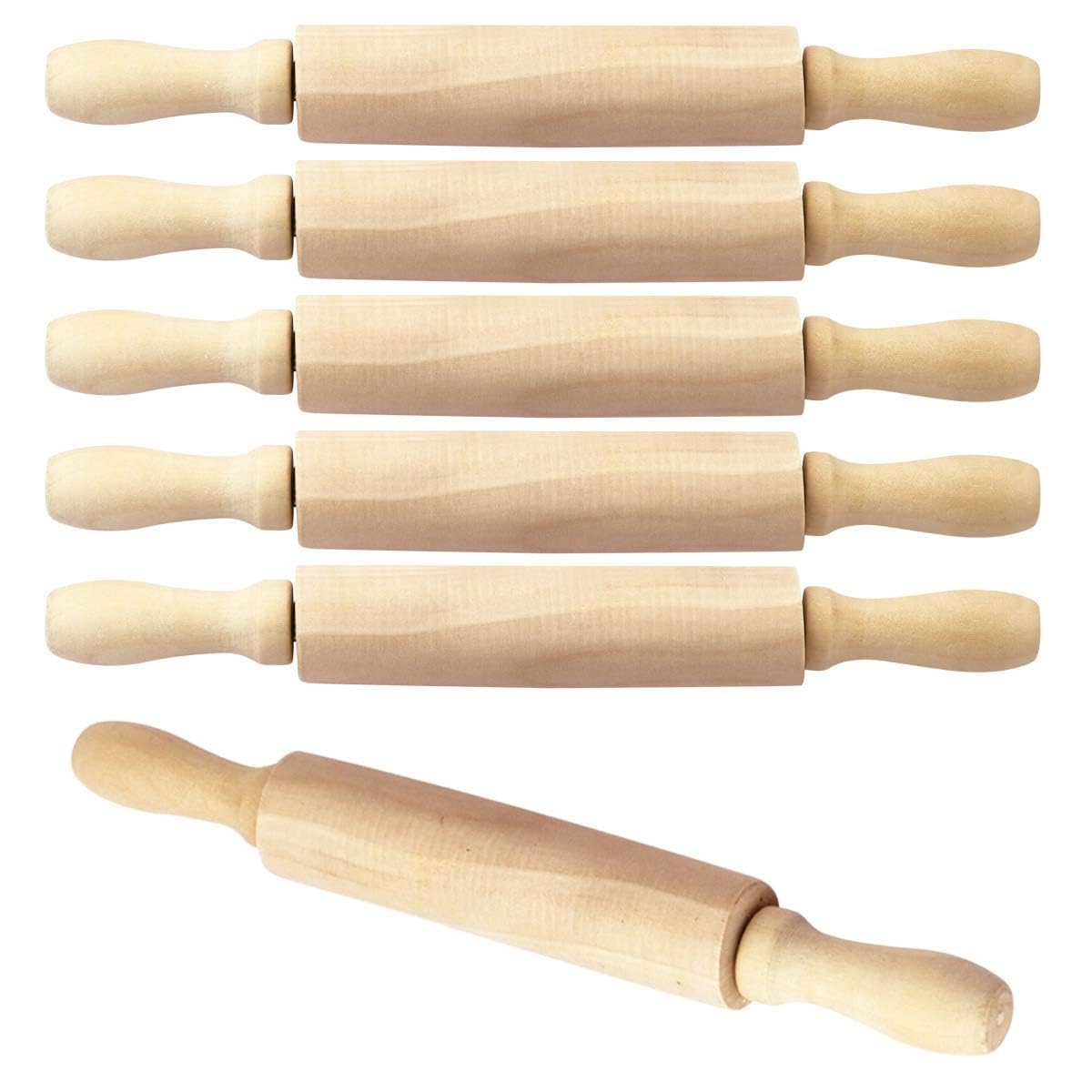 12 Pack 8 Inch Mini Wood Rolling Pin,Great for Children Kids Girls and Boys,Small Wooden Rollers for Art and Crafting,Baking,Cookie Dough,Cooking,Clay,Play Doh