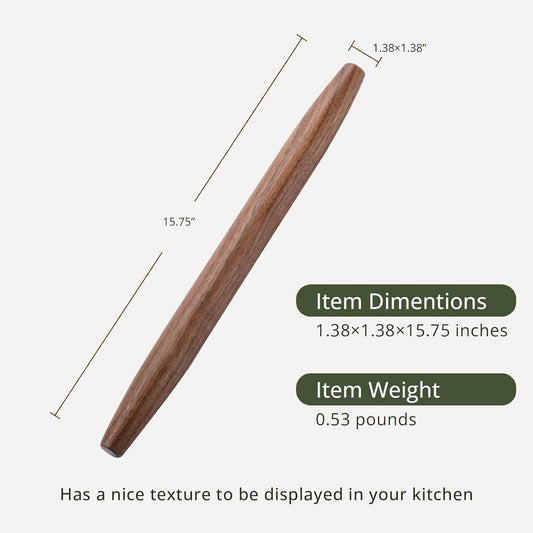 muso wood Wooden Rolling Pin for Baking, Walnut Wood Tapered Rolling Pin