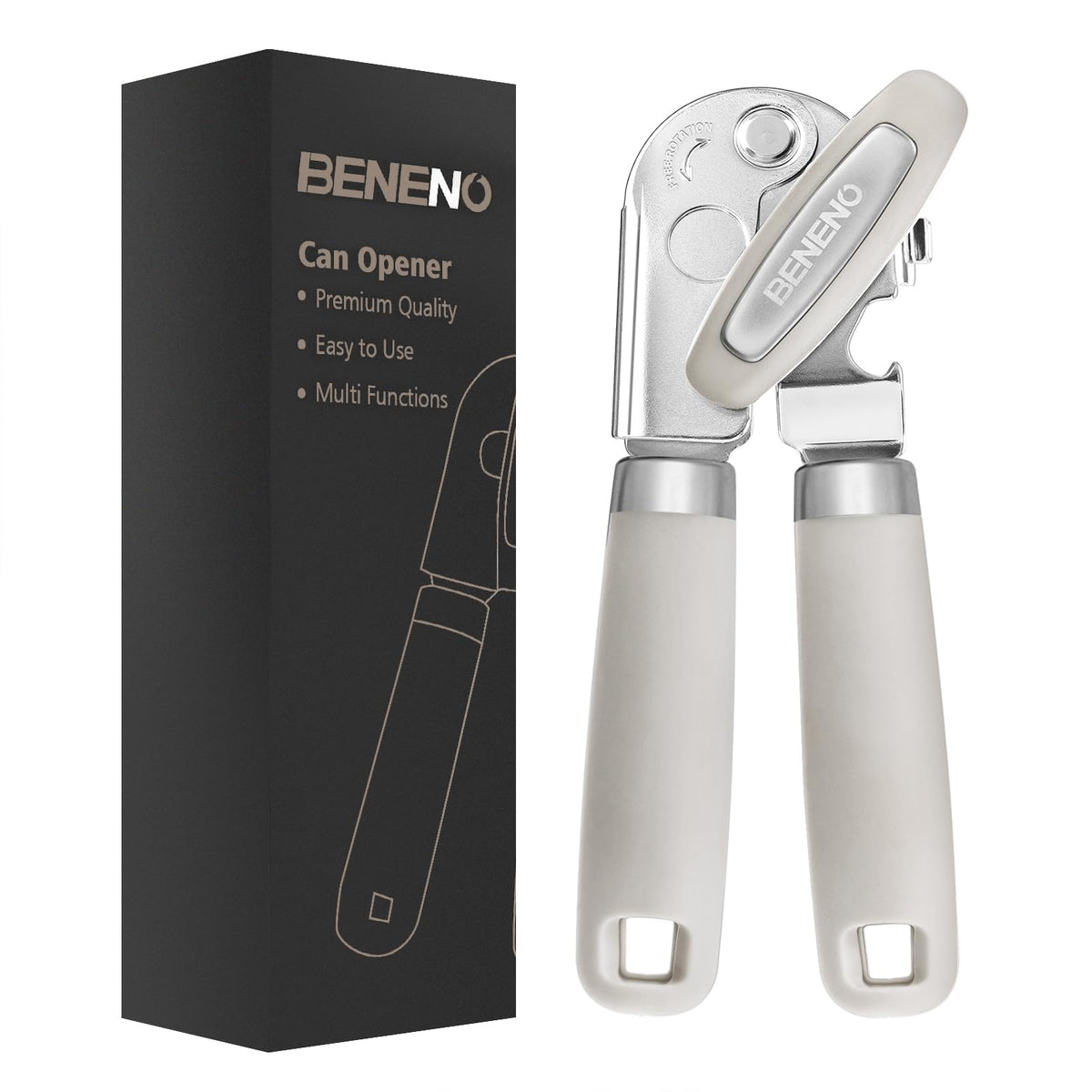 Beneno Heavy Duty Hand Can Opener Manual with Magnet Lid Remover, Green