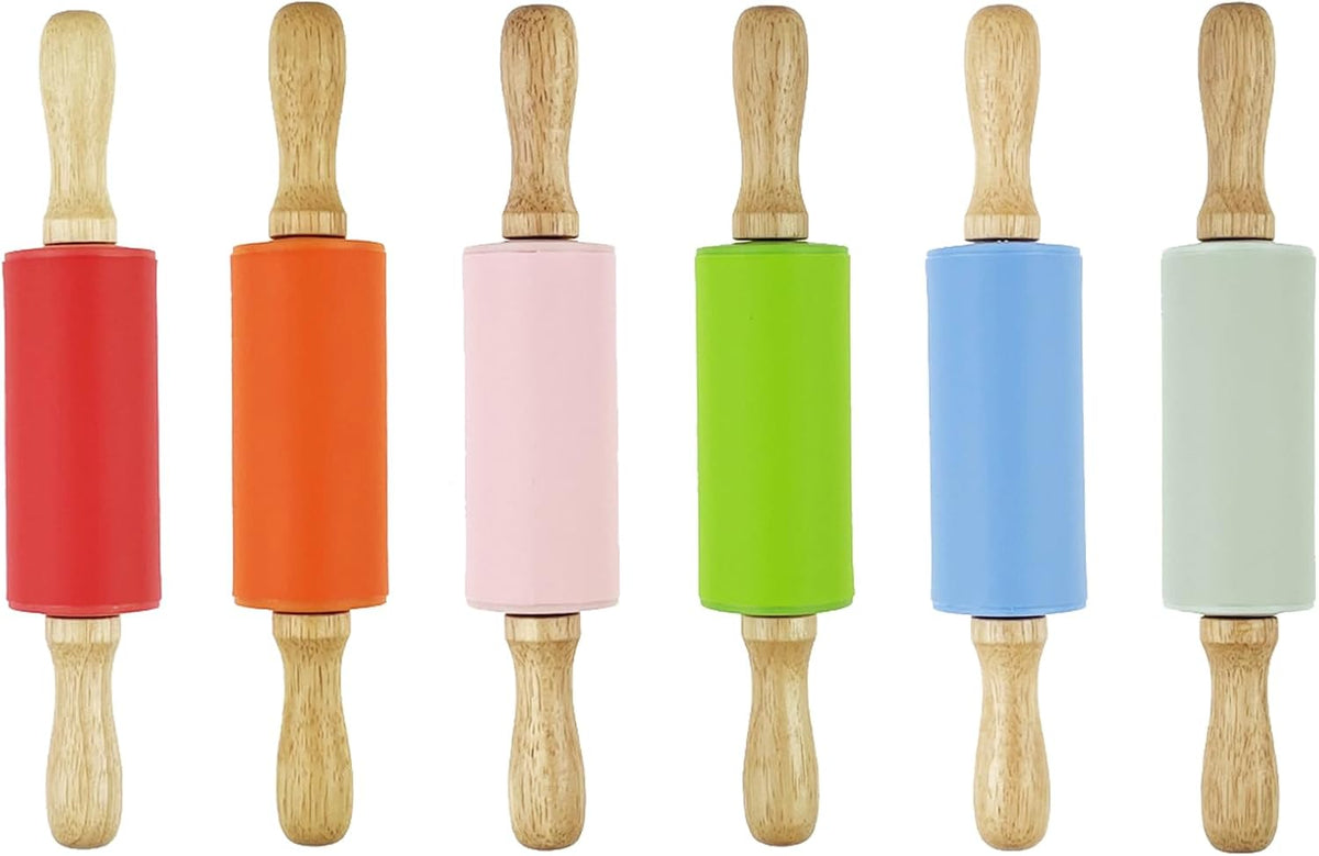 6 Pack Mini Small Rolling Pin for Kids, Kids Rolling Pin Wooden Handle (9 Inch)