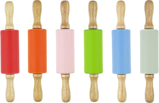 6 Pack Mini Small Rolling Pin for Kids, Kids Rolling Pin Wooden Handle (9 Inch)