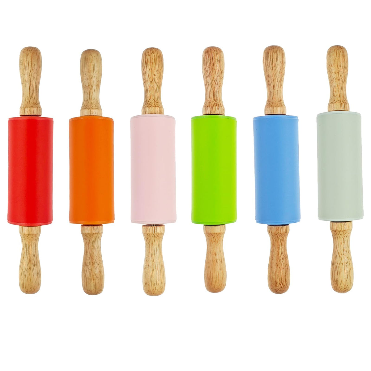 6 Pack Small Rolling Pin for Kids, Kids Rolling Pin for Home Kitchen (6 colors) (9 Inch)