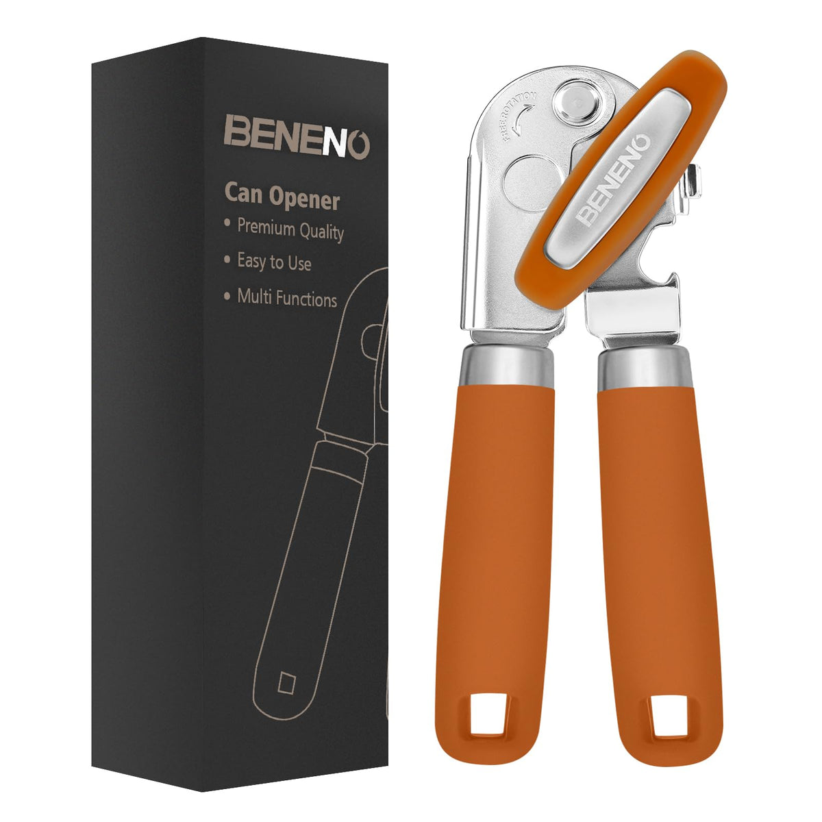 Beneno Heavy Duty Hand Can Opener Manual with Magnet Lid Remover, Green