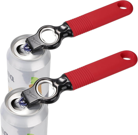 2-in-1 Soda Can Tab & Beer Bottle Opener, Red, 2-Pack