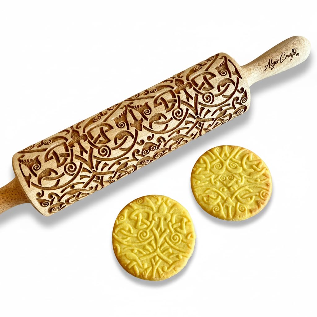 BEEHIVE Embossing Rolling Pin with Pattern. Laser Engraved Embossing Dough Roller for Homemade Cookies and Pottery by Algis Crafts