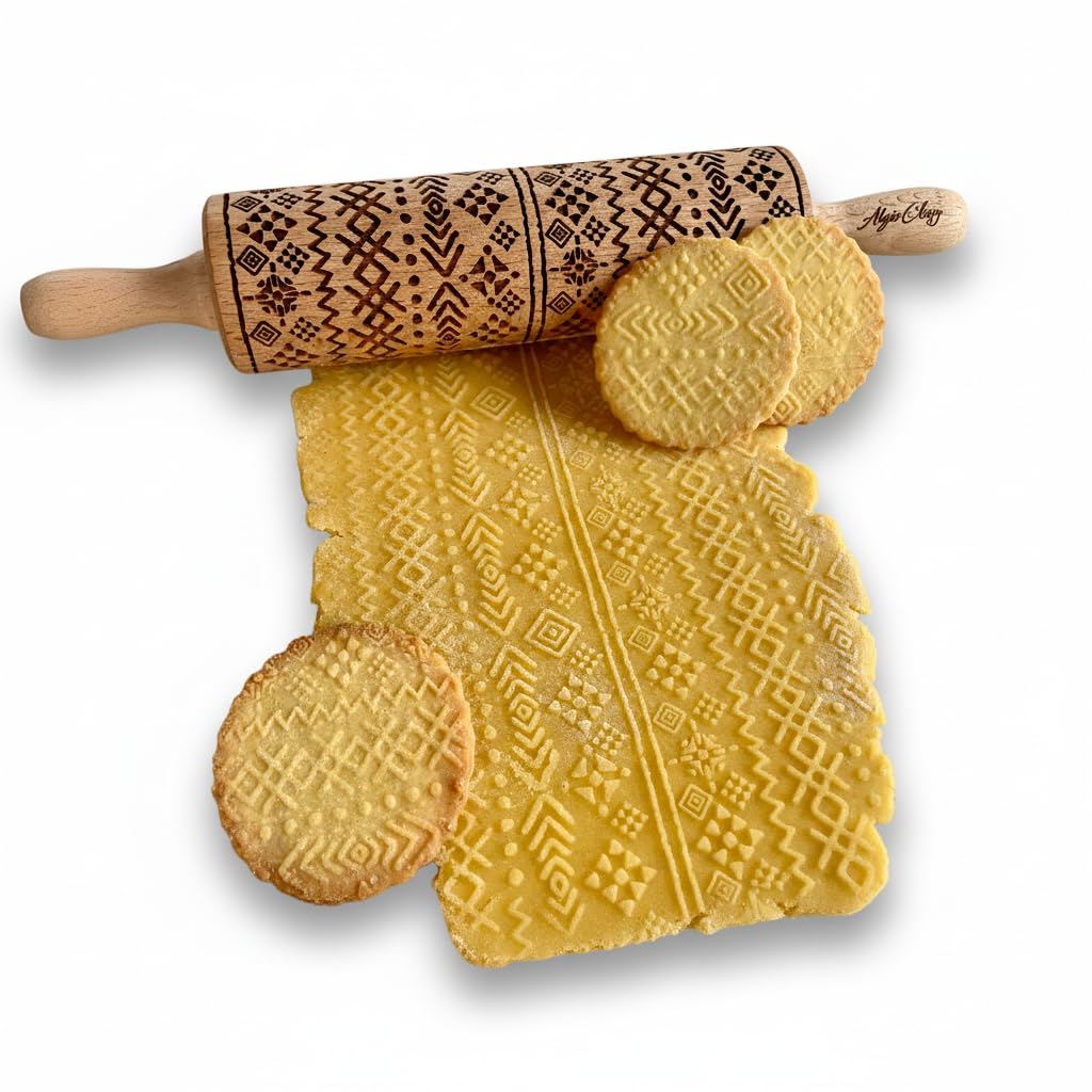BEEHIVE Embossing Rolling Pin with Pattern. Laser Engraved Embossing Dough Roller for Homemade Cookies and Pottery by Algis Crafts