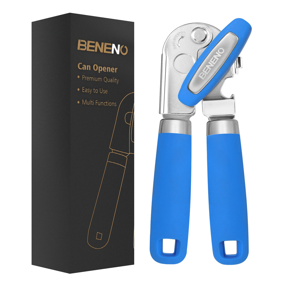 Beneno Heavy Duty Hand Can Opener Manual with Magnet Lid Remover, Green