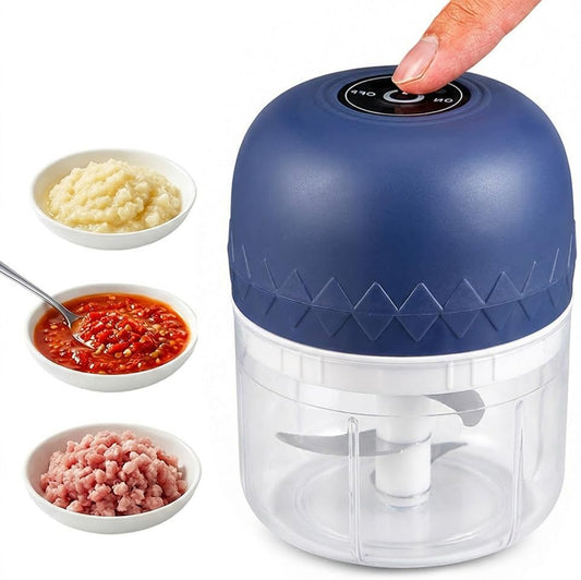 Electric Garlic Chopper, Mini Veggie Chopper Garlic Mincer (Blue)